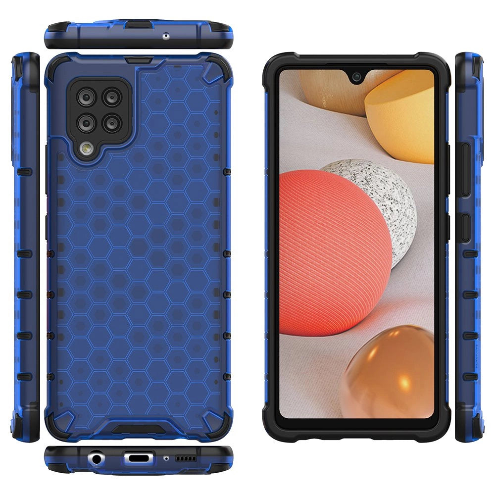 Honeycomb Handyhülle Schutzhülle mit TPU Rahmen für Samsung Galaxy A42 5G blau