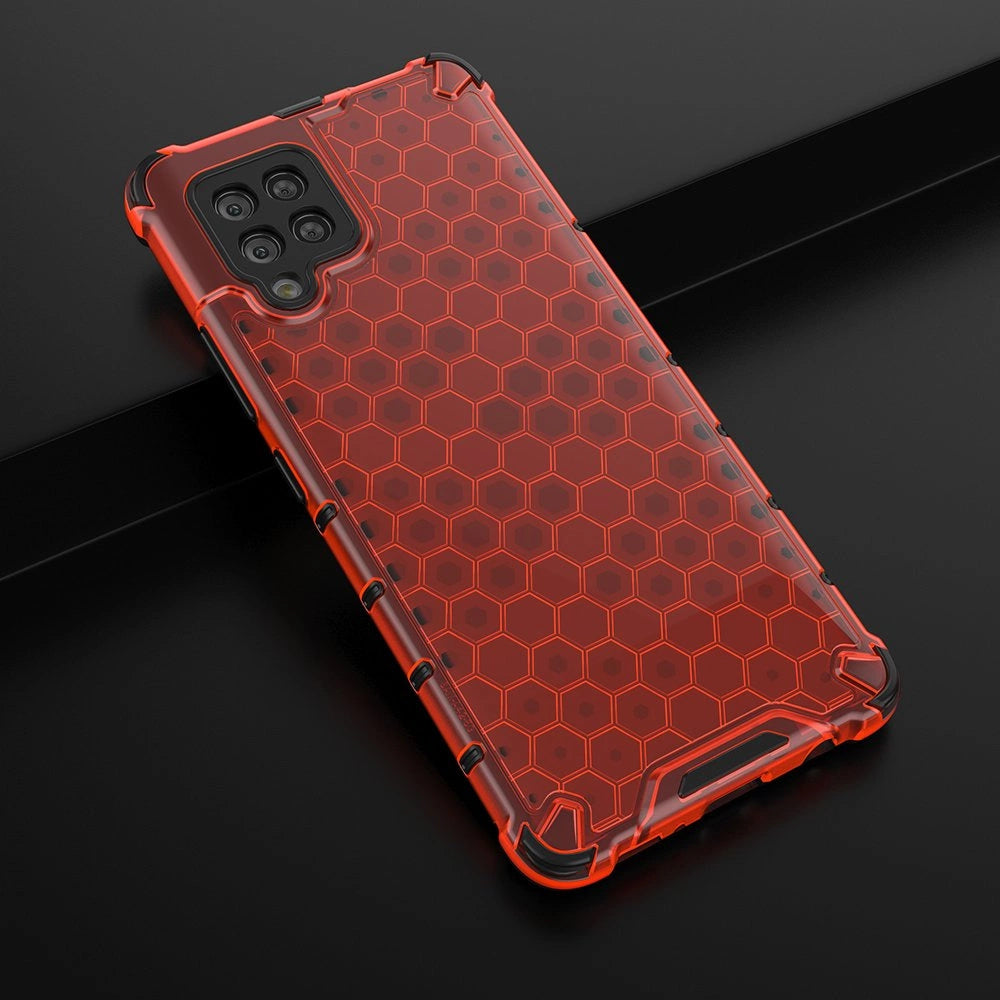 Honeycomb Handyhülle Schutzhülle mit TPU Rahmen für Samsung Galaxy A42 5G rot