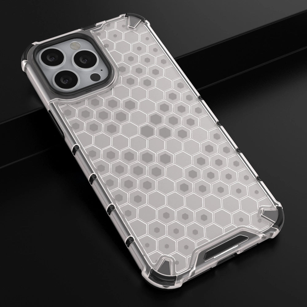 Honeycomb Handyhülle Schutzhülle mit TPU Rahmen für iPhone 13 Pro Max transparent