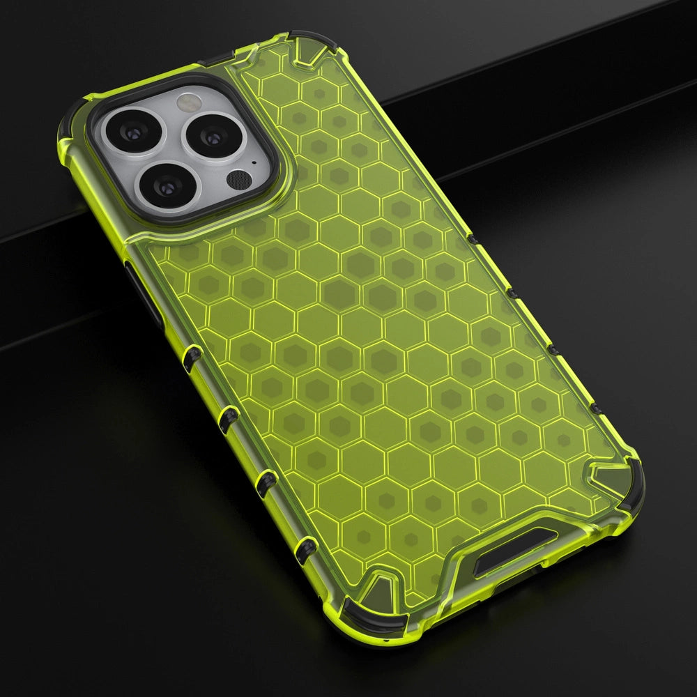 Honeycomb Handyhülle Schutzhülle mit TPU Rahmen für iPhone 13 Pro grün