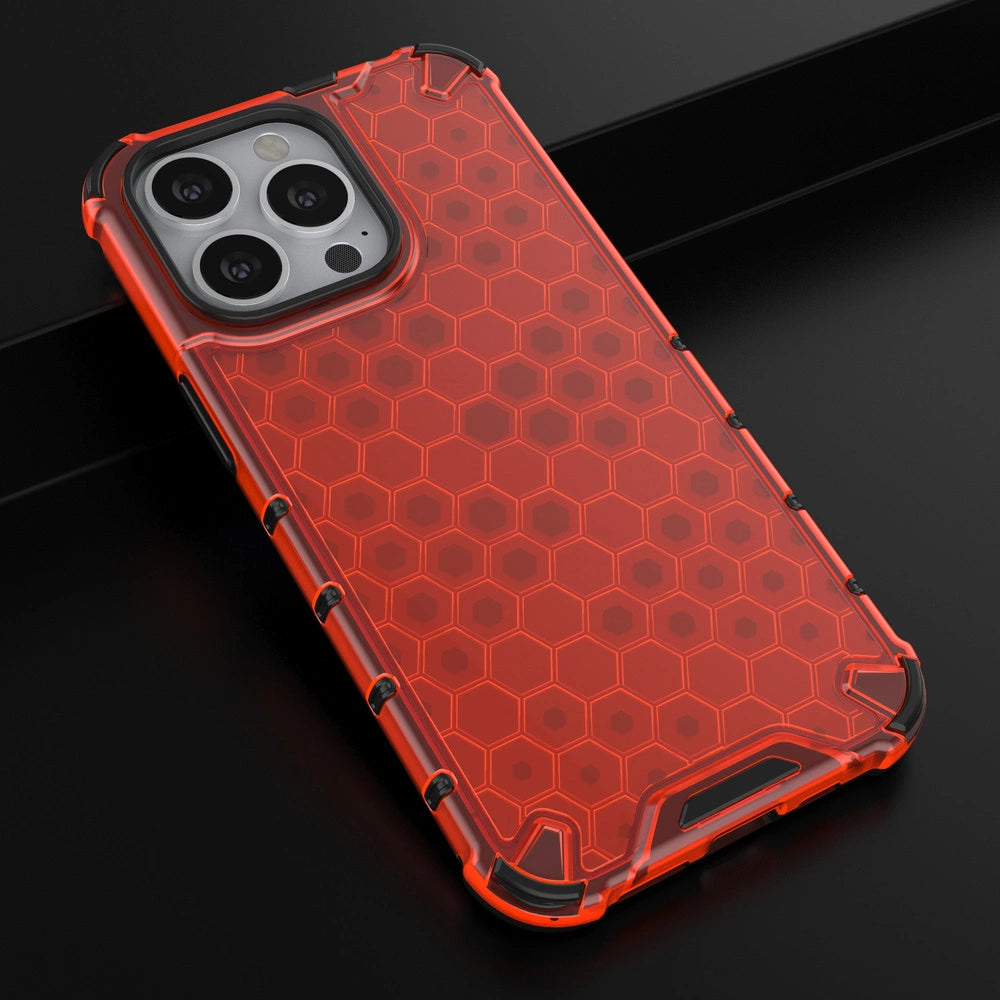 Honeycomb Handyhülle Schutzhülle mit TPU Rahmen für iPhone 13 Pro rot