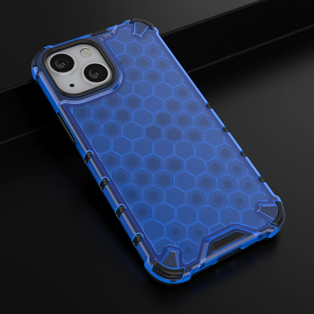 Honeycomb Handyhülle Schutzhülle mit TPU Rahmen für iPhone 13 mini blau
