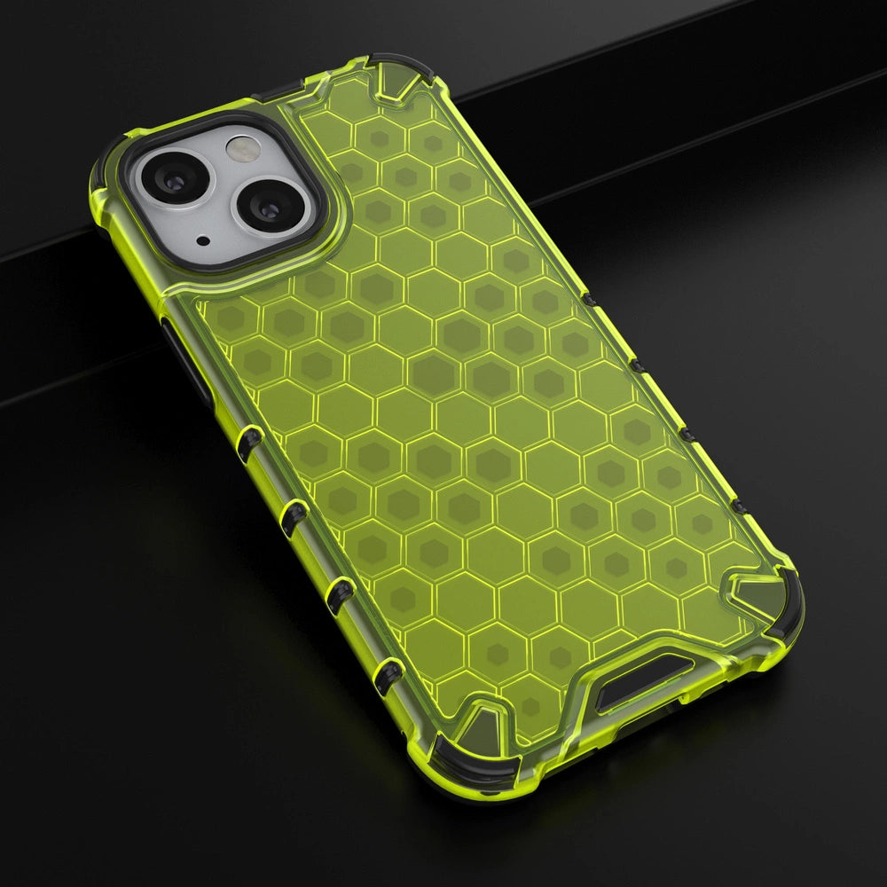 Honeycomb Handyhülle Schutzhülle mit TPU Rahmen für iPhone 13 mini grün