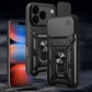 Hybrid Armor Camshield Case für iPhone 17 Pro Max mit Ständer und Kameraabdeckung - Schwarz