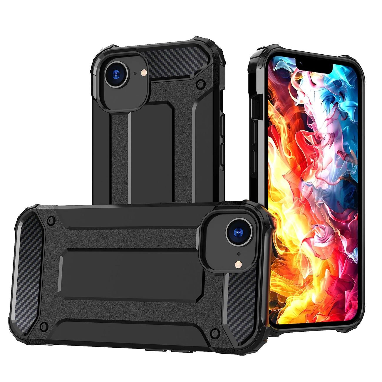 Hybrid Armor Case für iPhone 16e - Schwarz