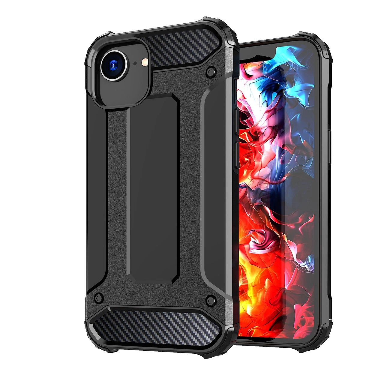 Hybrid Armor Case für iPhone 16e - Schwarz
