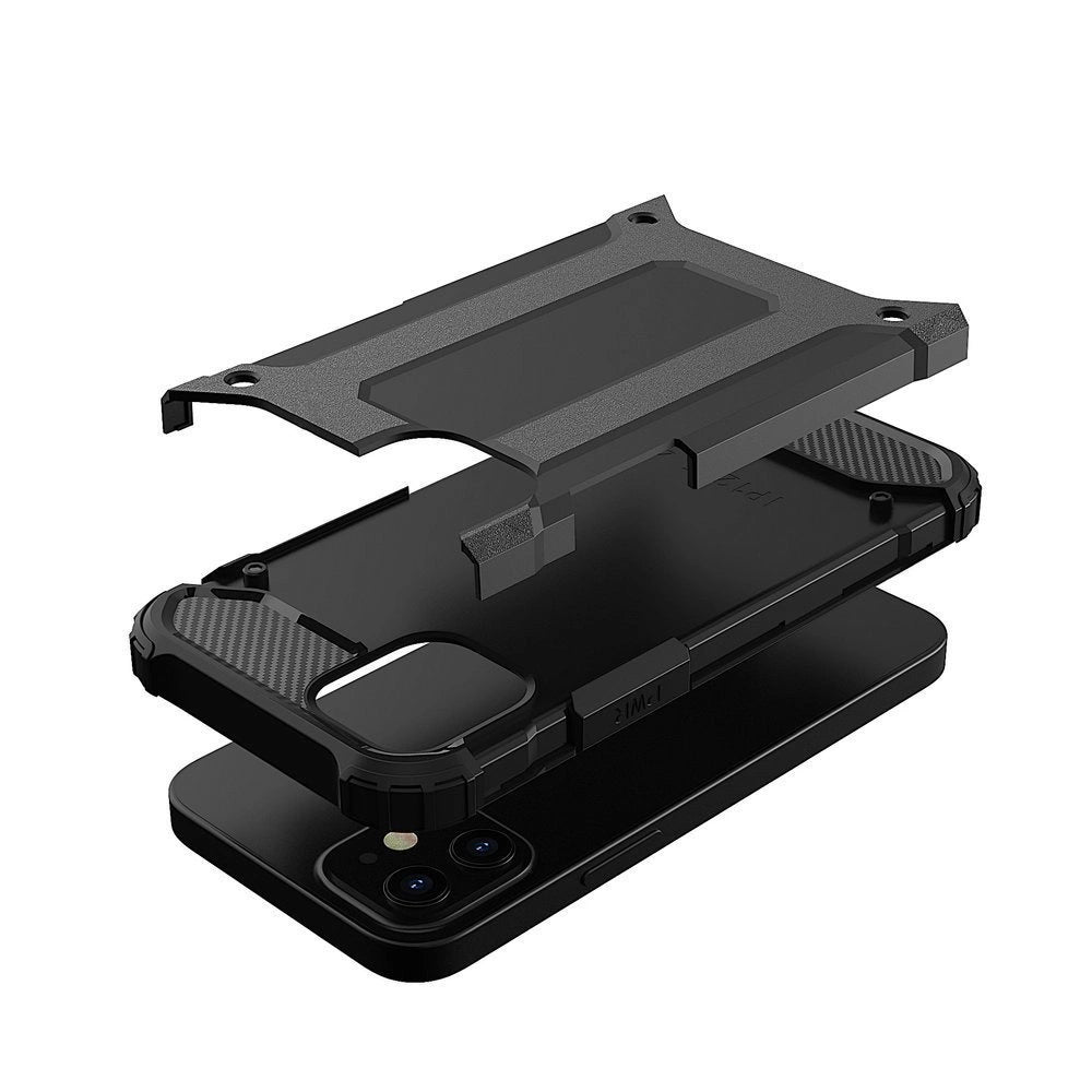 Hybrid Armor robuste TPU/PC Panzer Handyhülle Hard Case für iPhone 12 Pro Max schwarz