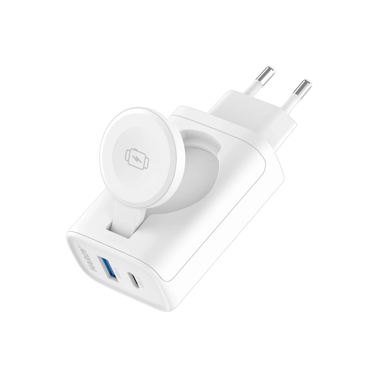 Induktives Netzladegerät 3mk HARDY Charger PD 2in1 33W USB-C USB-A - weiß
