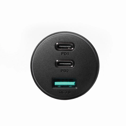 Joyroom 70W Autoladegerät mit 3 Anschlüssen: USB, 2 x USB C schwarz (JR-CL26)