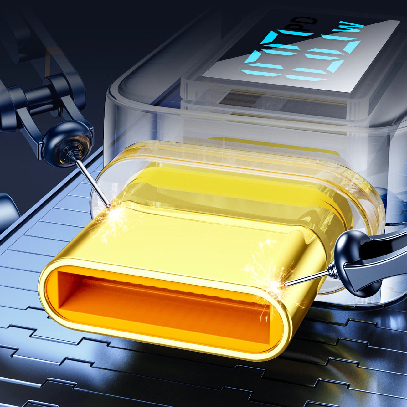 Joyroom A4 USB-C / USB-C 100 W 1,2 m Kabel mit Display – Blau