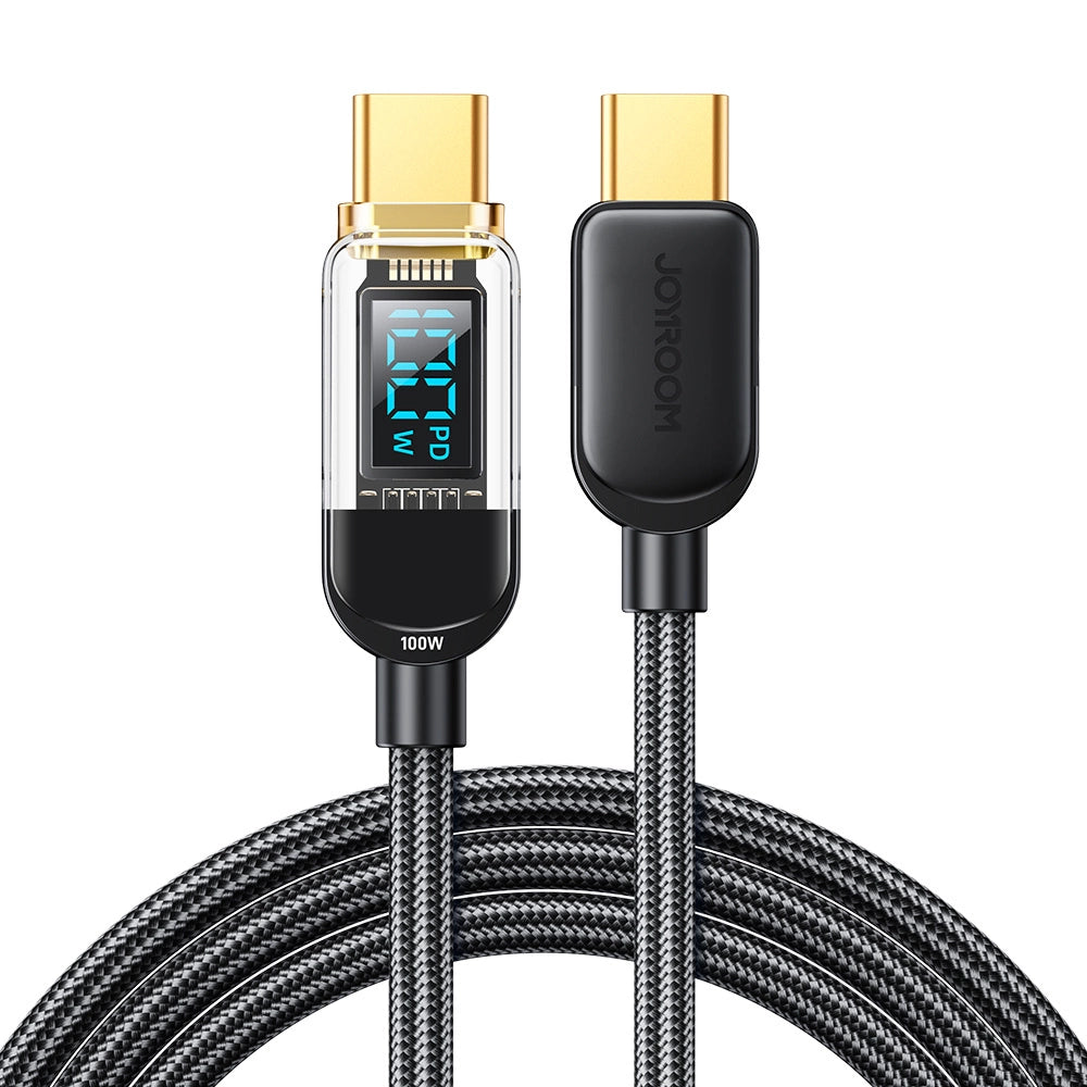 Joyroom A4 USB-C / USB-C 100 W 1,2 m Kabel mit Display – Schwarz