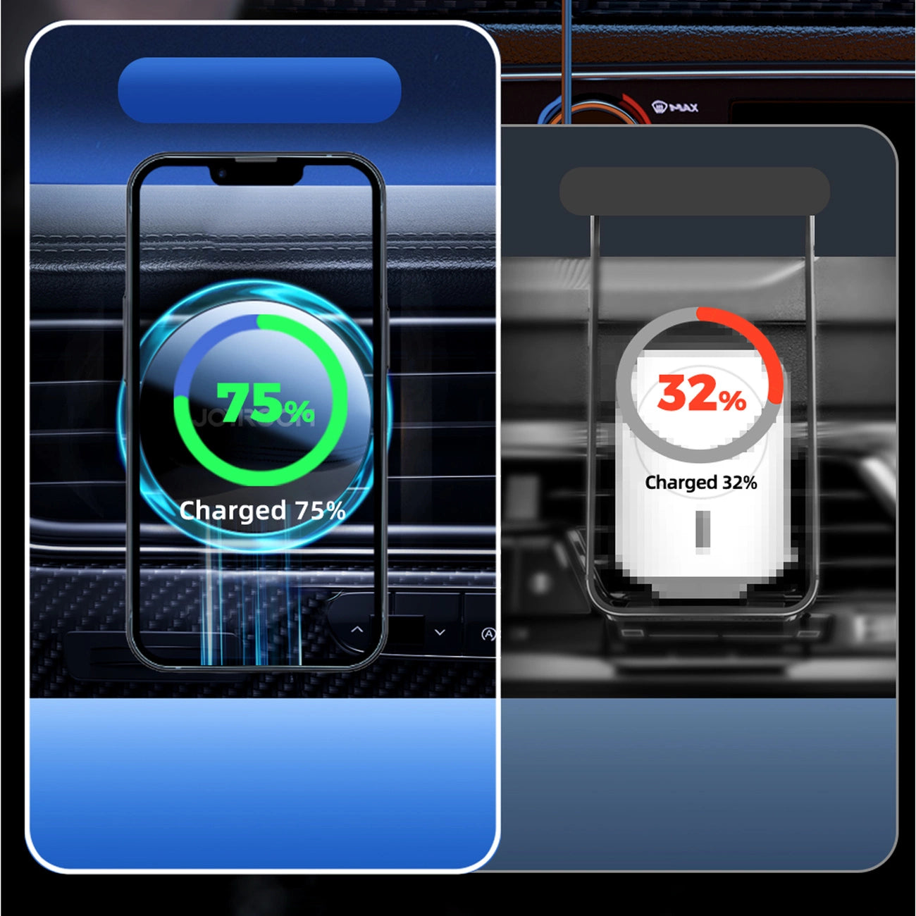 Joyroom Auto-Handyhalterung mit Qi 15W induktivem Ladegerät (MagSafe kompatibel) für Lüftungsschlitze, silber (JR-ZS291)