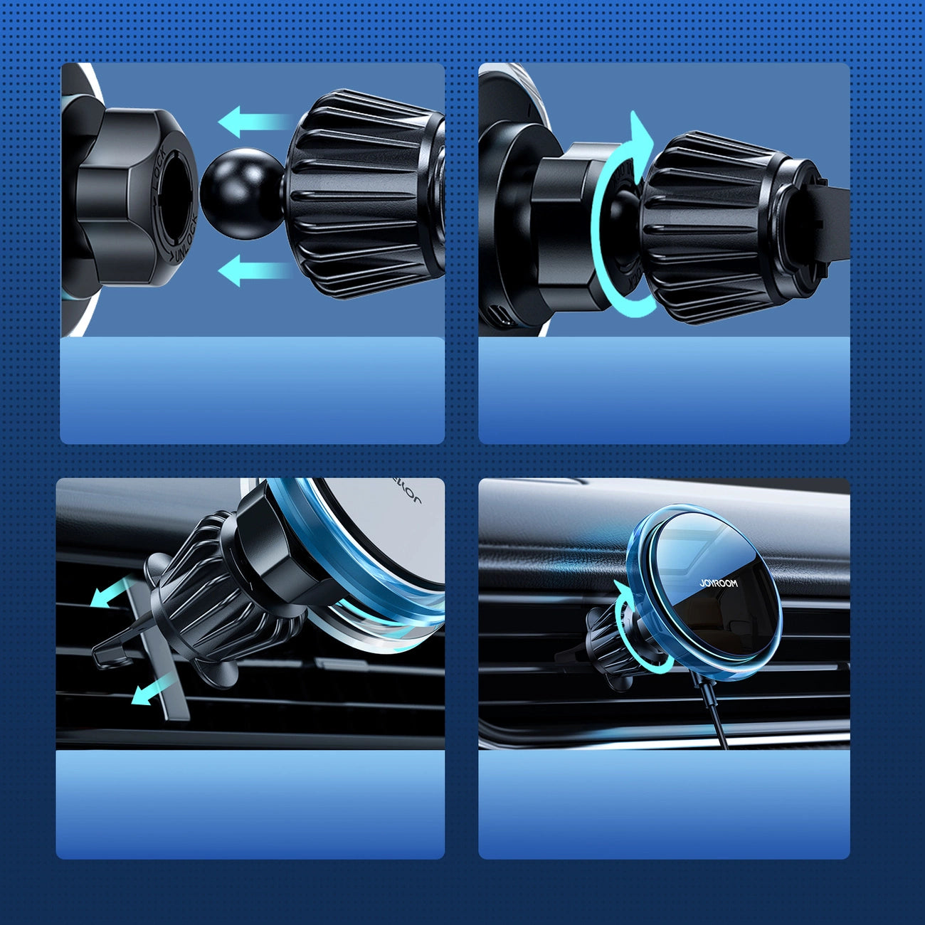 Joyroom Auto-Handyhalterung mit Qi 15W induktivem Ladegerät (MagSafe kompatibel) für Lüftungsschlitze, silber (JR-ZS291)