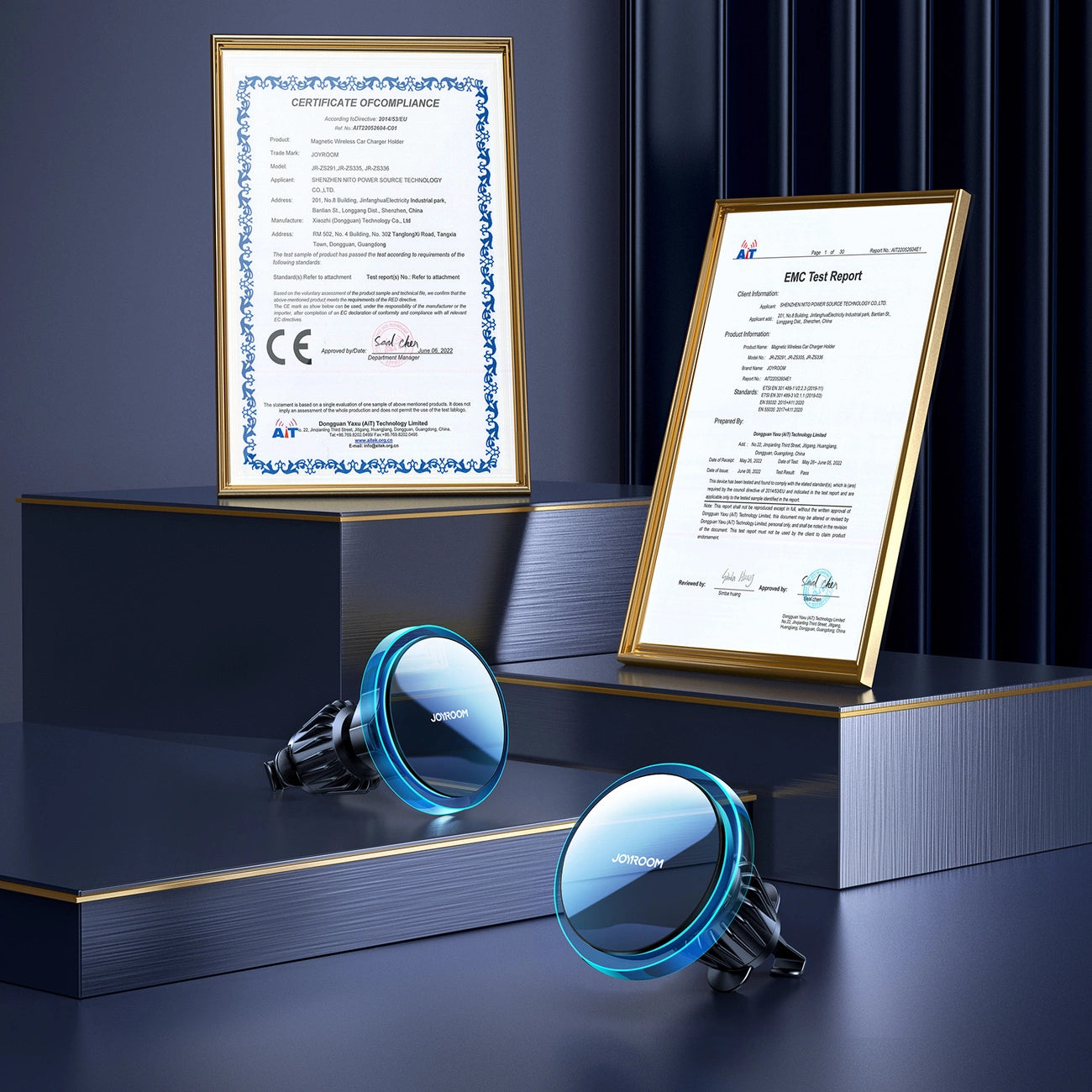 Joyroom Auto-Handyhalterung mit Qi 15W induktivem Ladegerät (MagSafe kompatibel) für Lüftungsschlitze, silber (JR-ZS291)