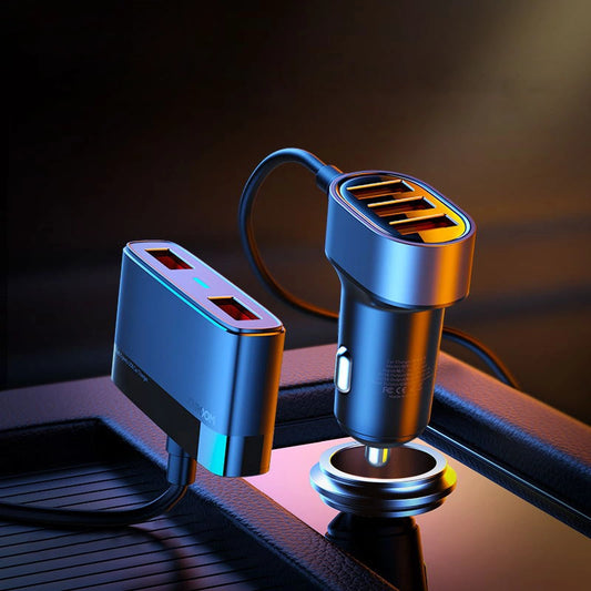 Joyroom Auto-Schnellladegerät 5x USB 6.2 A mit Verlängerungskabel schwarz (JR-CL03)