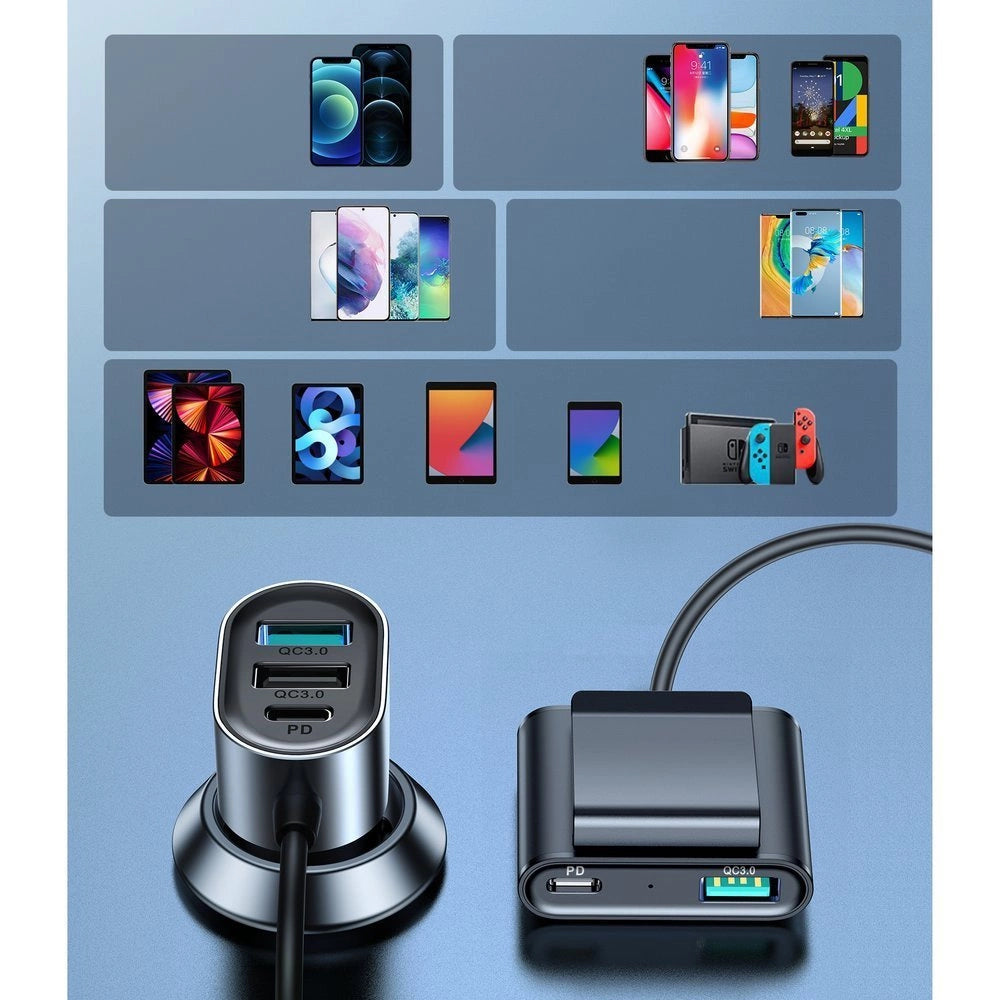 Joyroom Autoladegerät 2xPD + 2xQC3.0 72W 1,5m schwarz (JR-CL05)