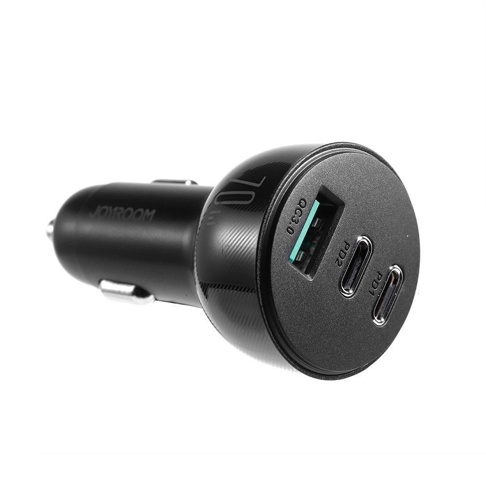 Joyroom Autoladegerät 70W mit 3 Anschlüssen: USB, 2 x USB C schwarz (JR-CL26)