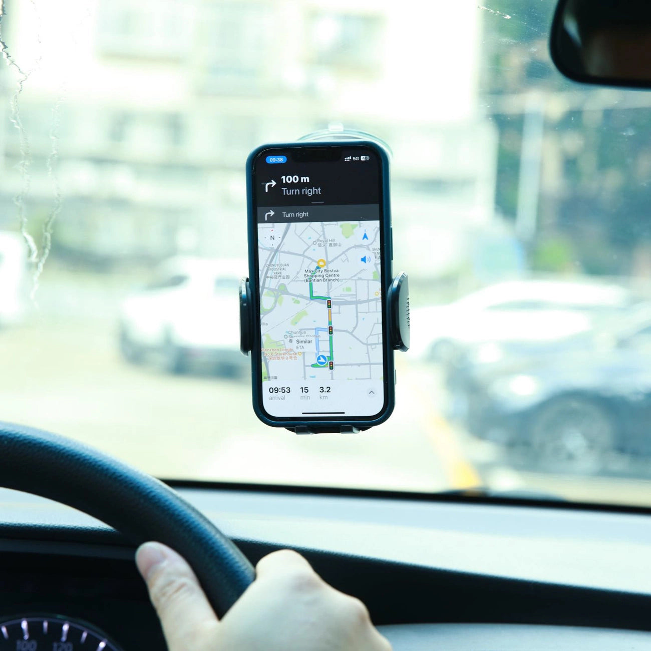 Joyroom Autotelefonhalter mit ausziehbarem Teleskoparm für Armaturenbrett und Windschutzscheibe schwarz (JR-ZS259)