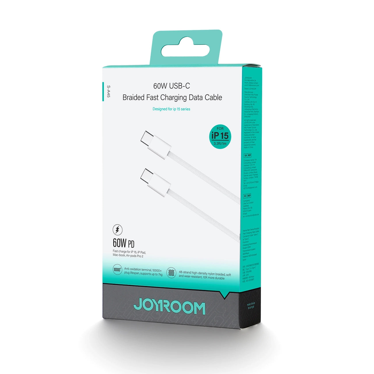 Joyroom Ben Series S-A45 USB-C / USB-C 60W Kabel 1m - Weiß