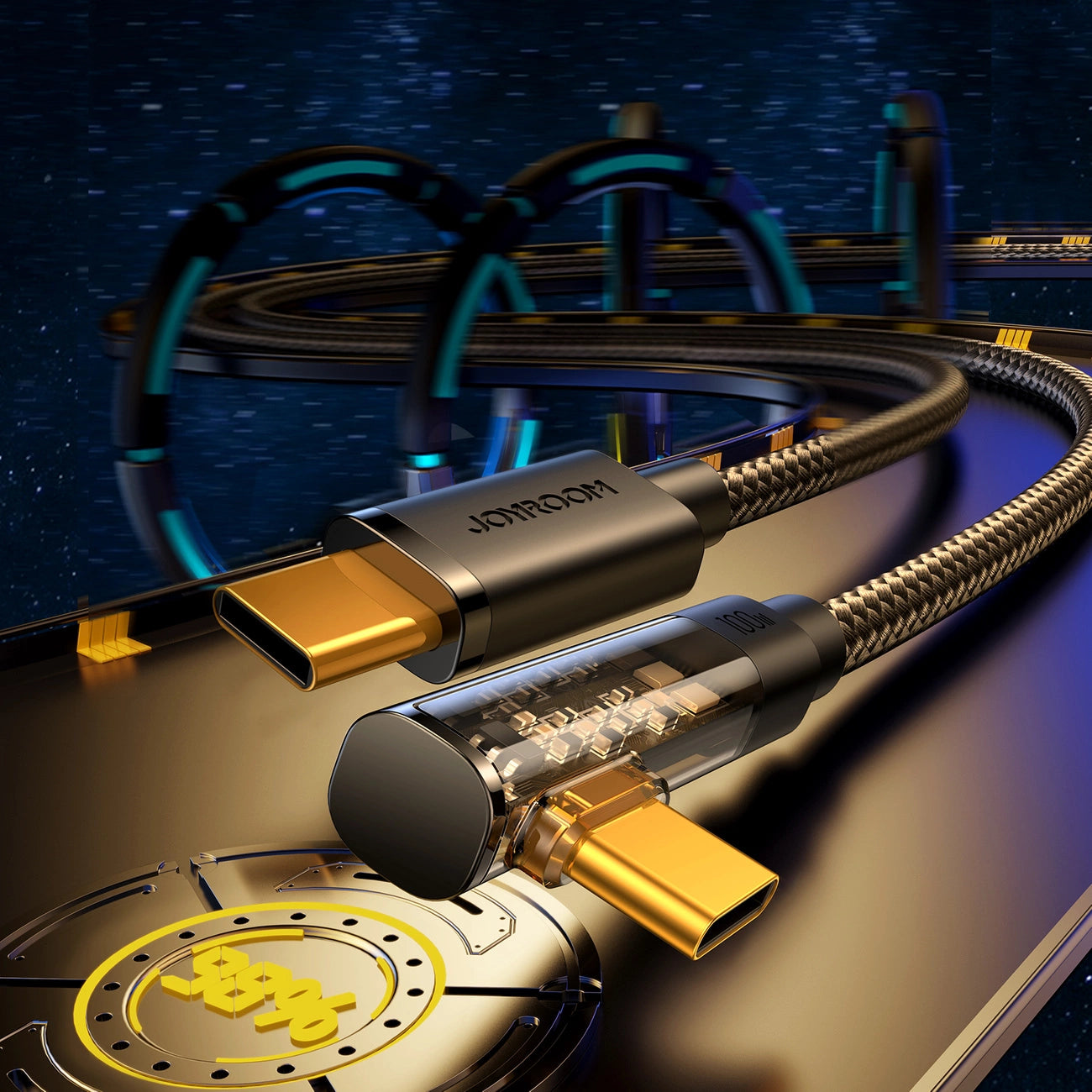 Joyroom Gaming-Kabel S-CC100A6 USB-C (gewinkelt) / USB-C (gerade) 100 W 1,2 m – schwarz