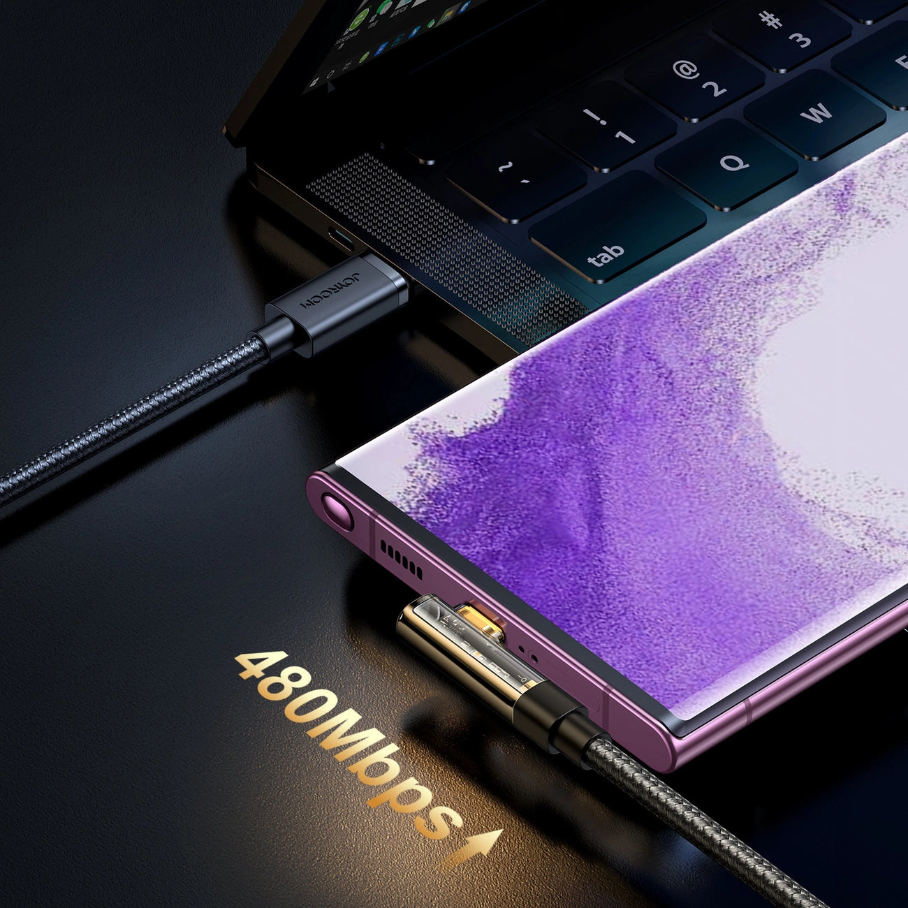 Joyroom Gaming-Kabel S-CC100A6 USB-C (gewinkelt) / USB-C (gerade) 100 W 1,2 m – schwarz