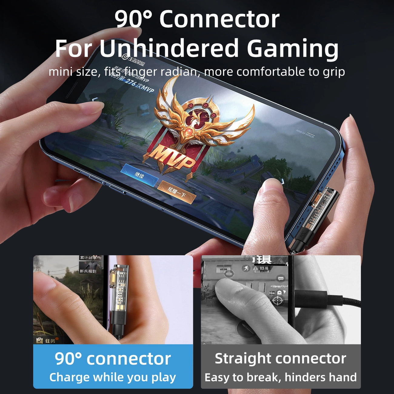 Joyroom Gaming-Kabel S-UL012A6 Lightning (gewinkelt) / USB-A (gerade) 2,4 A 1,2 m – blau