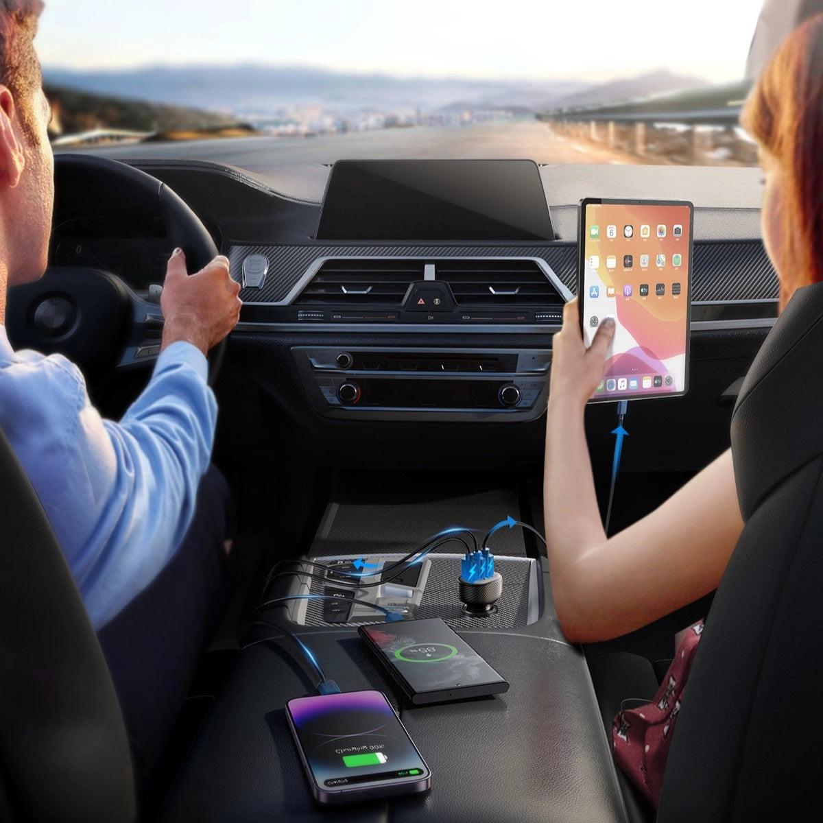 Joyroom JR-CCD03 3,4A Kfz-Ladegerät mit Display und 3x USB-A-Anschlüssen – Schwarz