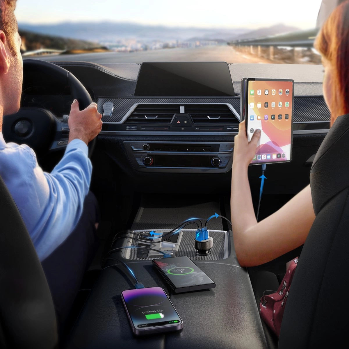 Joyroom JR-CCD04 30W 2x USB-C USB-A Autoladegerät mit Display - Schwarz