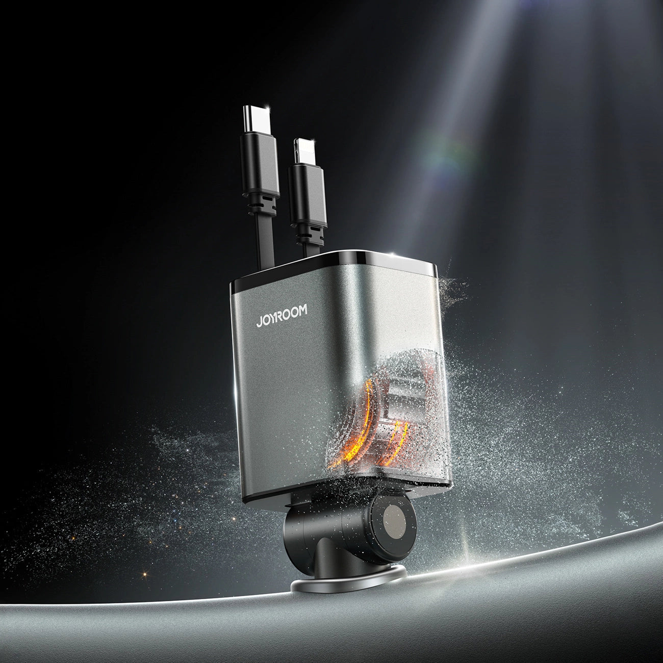 Joyroom JR-CCL05 30W 4-in-1 Autoladegerät mit 2 integrierten, einziehbaren Kabeln – Dunkelgrau