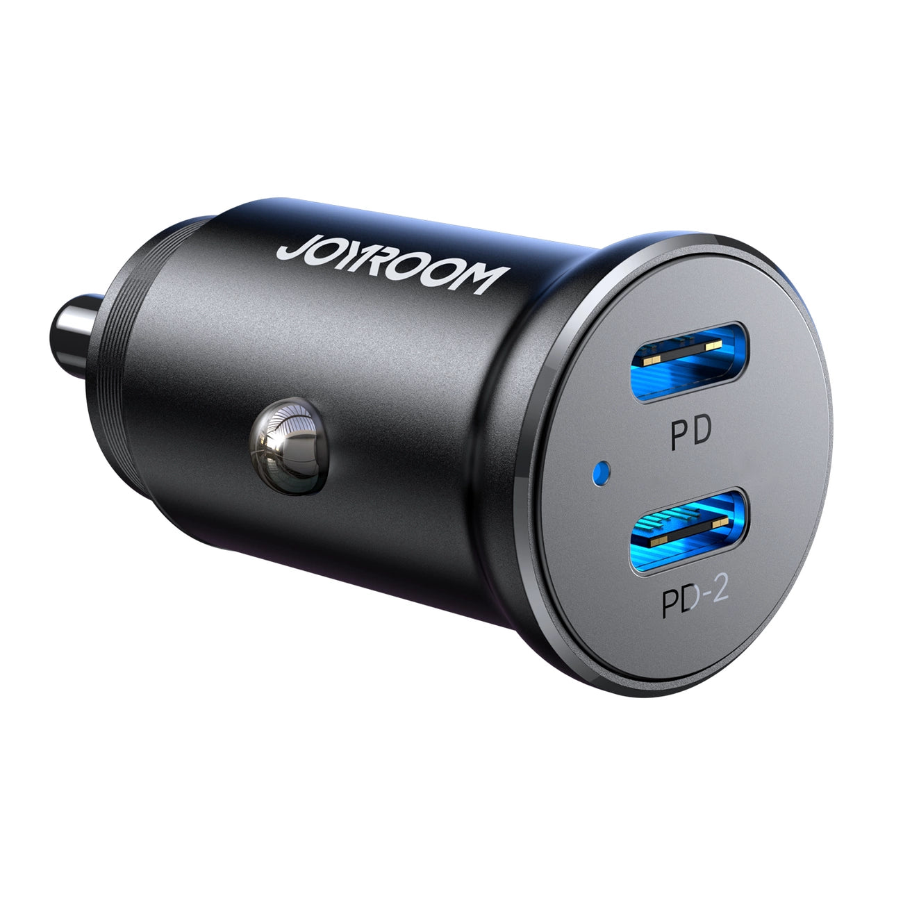 Joyroom JR-CCN06 30W 2x USB-C Mini-Autoladegerät aus Metall – Schwarz