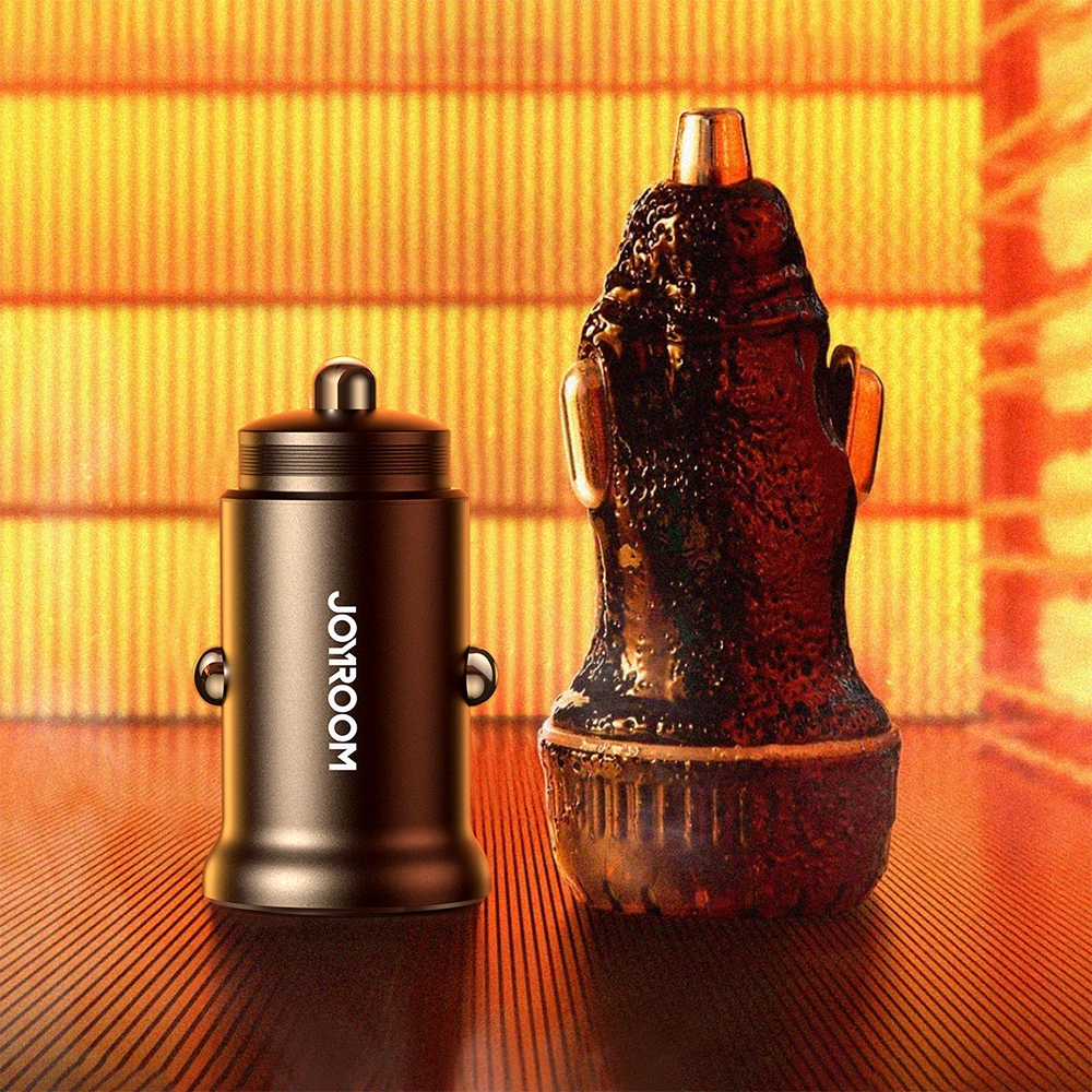 Joyroom JR-CCN06 30W 2x USB-C Mini-Autoladegerät aus Metall – Schwarz