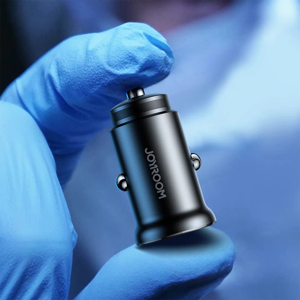 Joyroom JR-CCN06 30W 2x USB-C Mini-Autoladegerät aus Metall – Schwarz