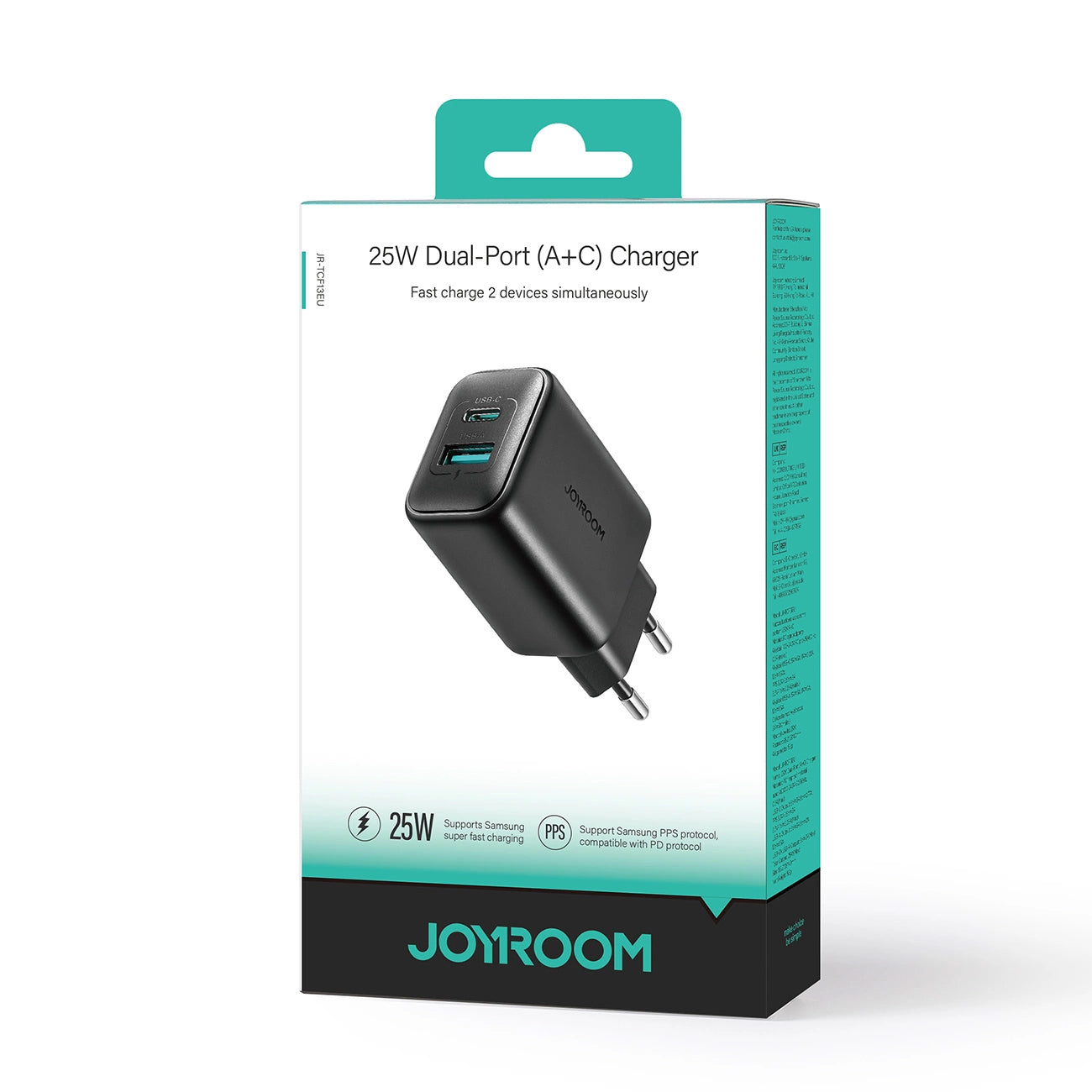 Joyroom JR-TCF13 Netzwerkladegerät USB-C / USB-A 25W SFC / PPS / PD - Schwarz