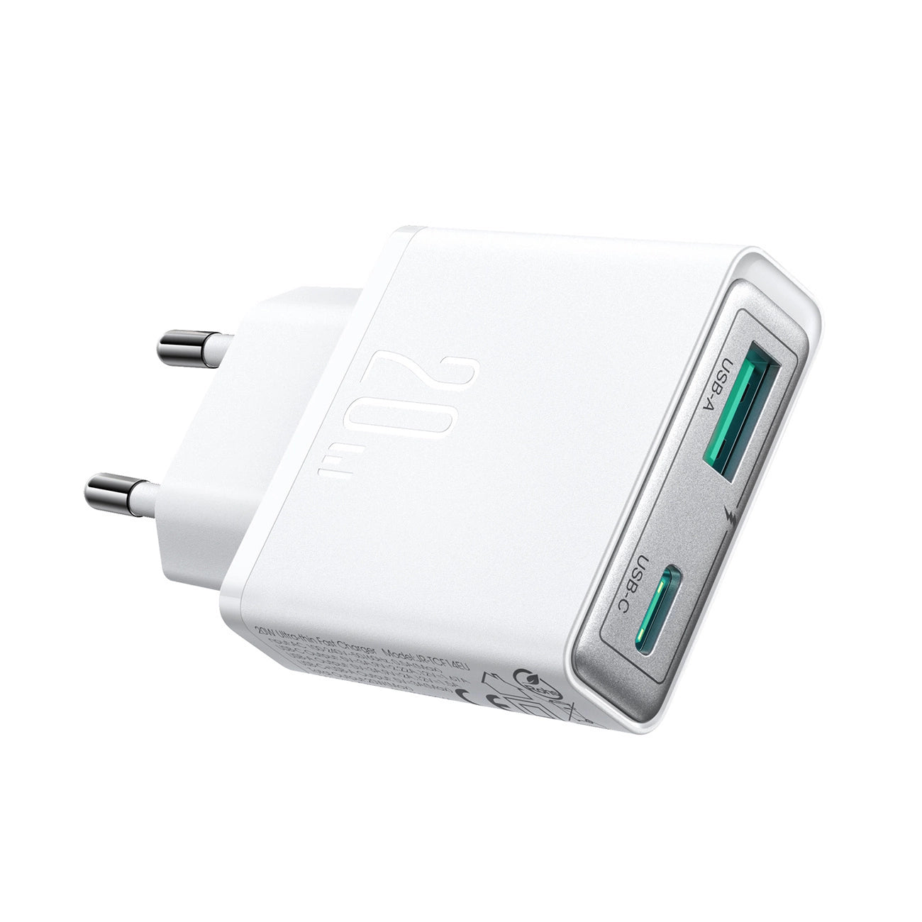 Joyroom JR-TCF14 20W USB-A USB-C Wandladegerät superdünn – Weiß