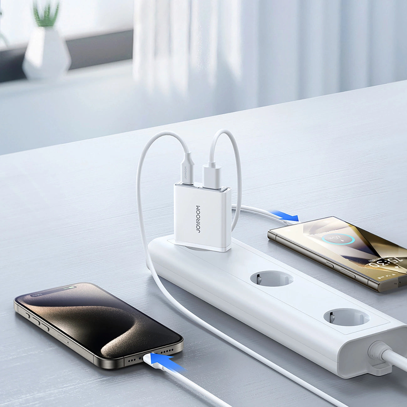 Joyroom JR-TCF14 20W USB-A USB-C Wandladegerät superdünn – Weiß
