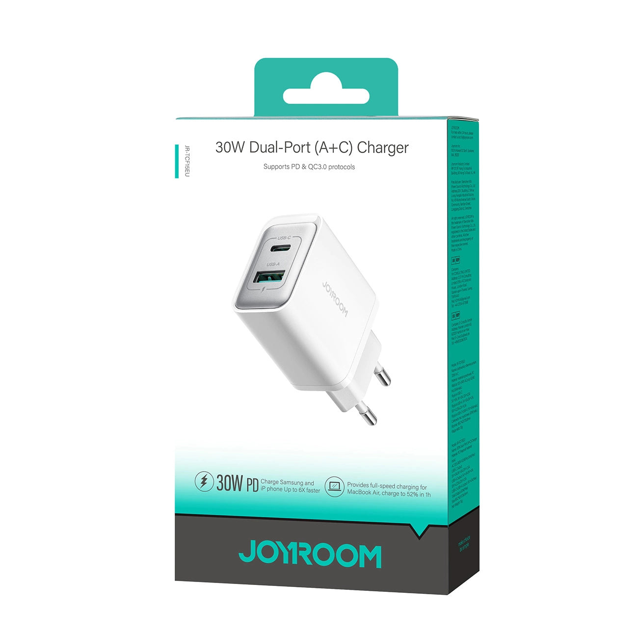 Joyroom JR-TCF15 Netzwerkladegerät USB-C / USB-A 30W - Weiß