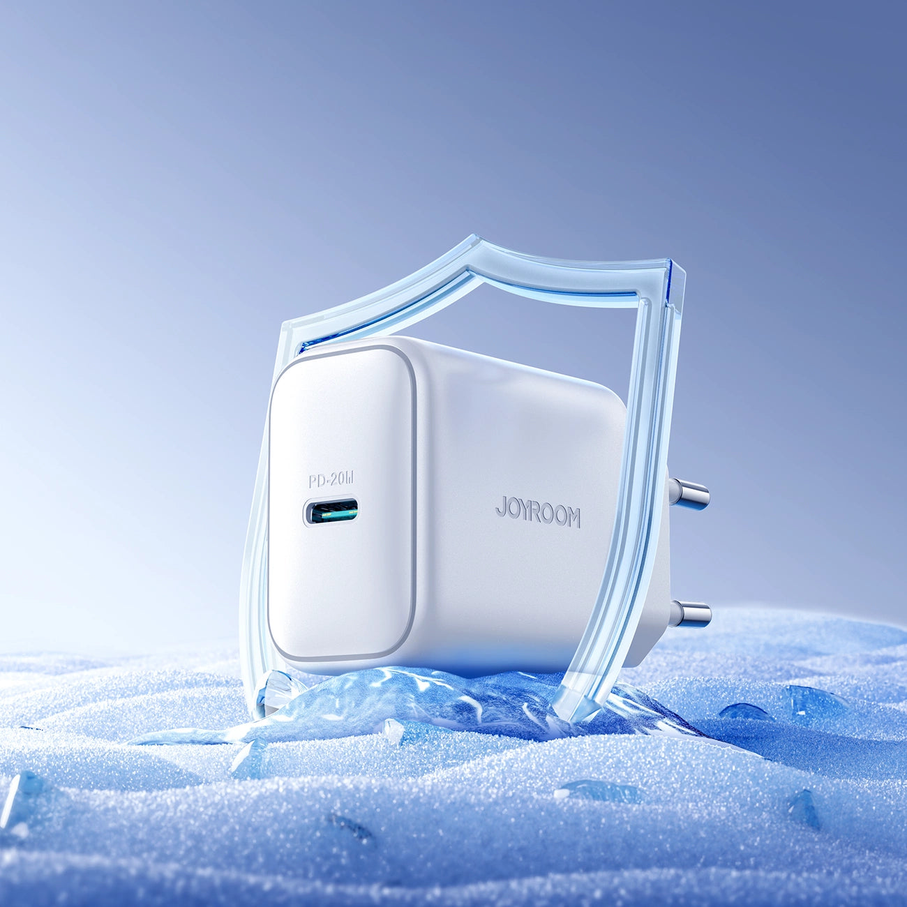 Joyroom JR-TCF20 USB-C PD 20W Netzwerkladegerät - Weiß + USB-C / Lightning -Kabel 1 m