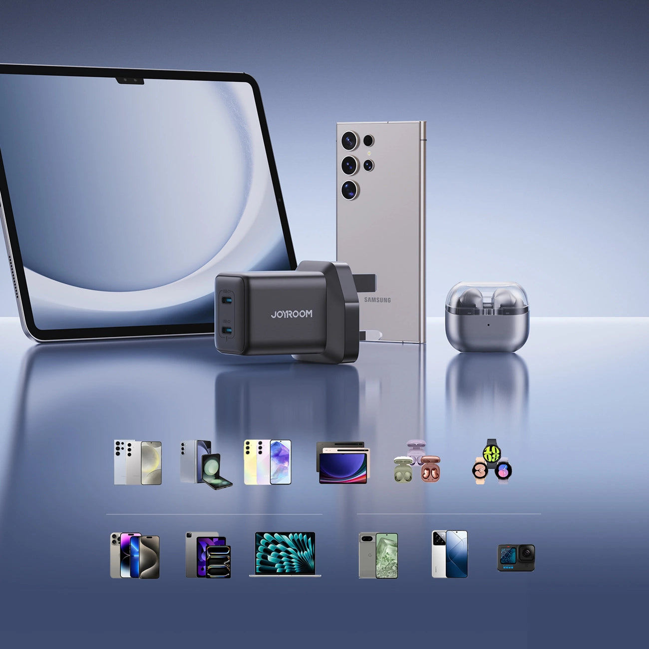 Joyroom JR-TCG17 45W 2 x USB-C Wandladegerät (UK-Stecker) - schwarz