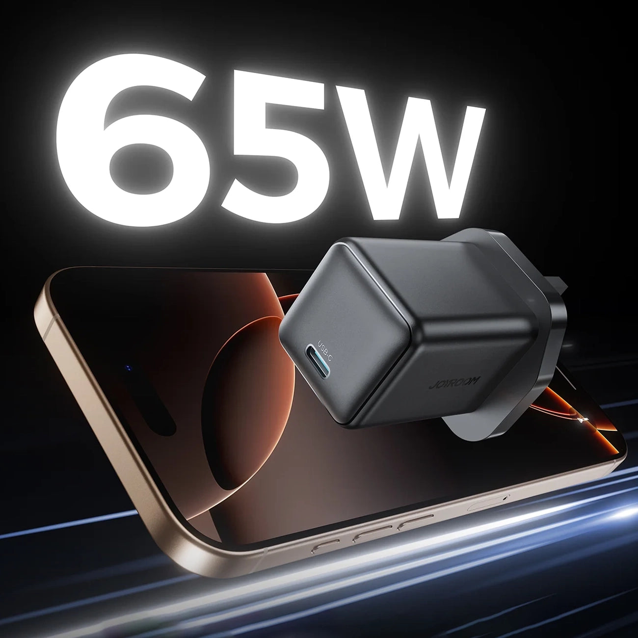 Joyroom JR-TCG18 65W Wandladegerät 1 x USB-C (UK-Stecker) - Schwarz