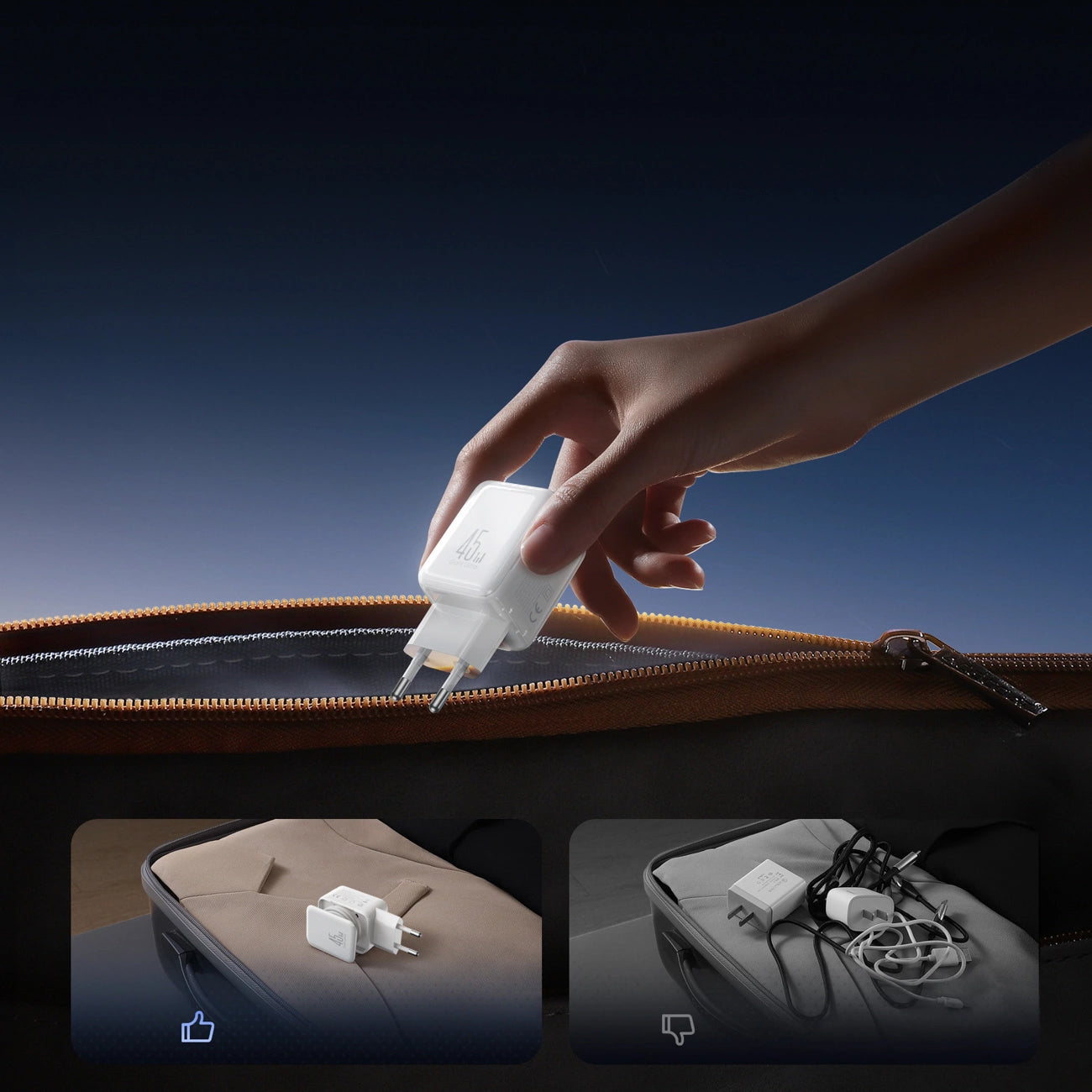 Joyroom JR-TCL05 45W GaN-Wandladegerät mit Kabel-Organizer - Weiß