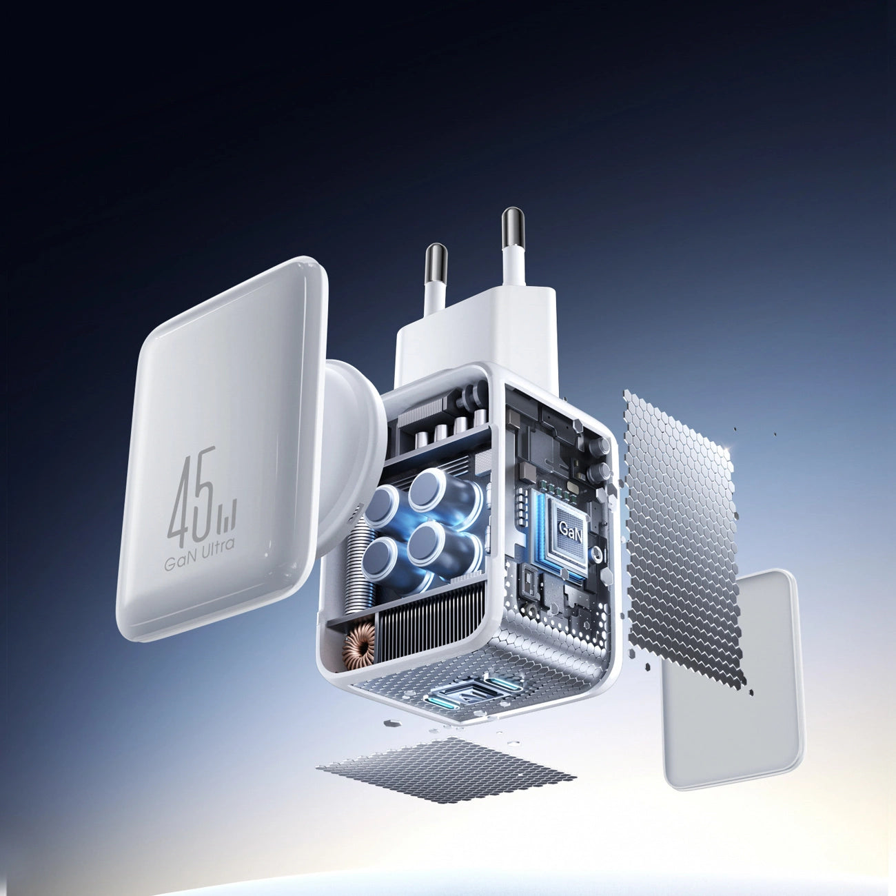 Joyroom JR-TCL05 45W GaN-Wandladegerät mit Kabel-Organizer - Weiß