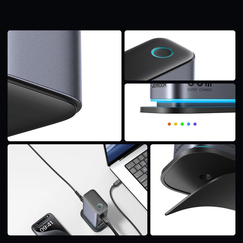 Joyroom JR-TCM02 GaN 65W Ladegerät Ladestation 4xUSB-C 2xUSB-A UK Stecker - grau
