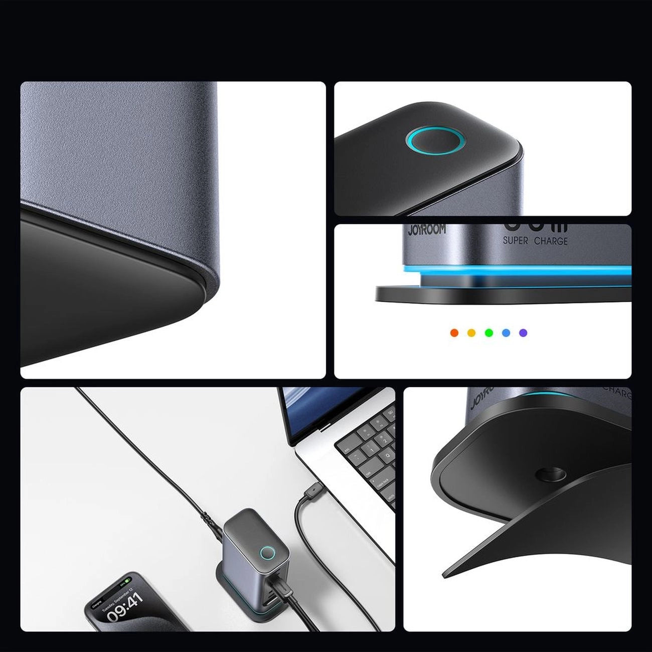 Joyroom JR-TCM02 GaN 65W Ladegerät Ladestation 4xUSB-C 2xUSB-A UK Stecker - grau