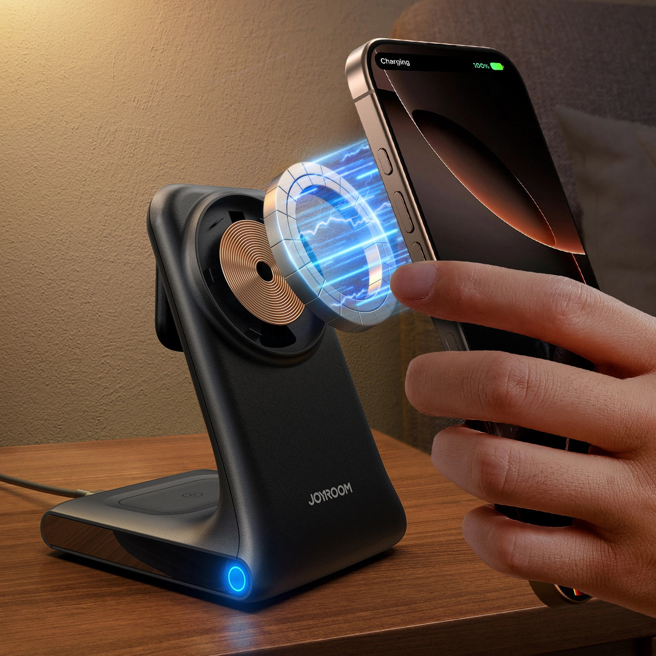 Joyroom JR-W15 Wireless Charger 3-in-1 Ladestation mit MagSafe - Schwarz