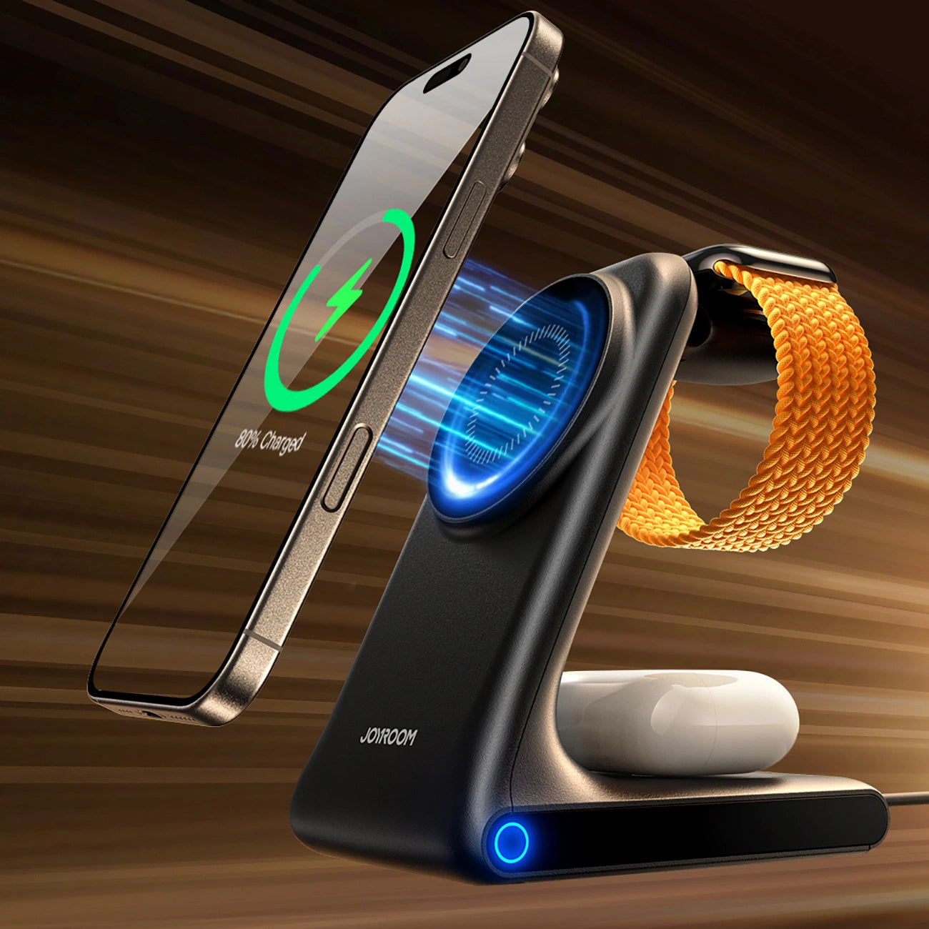 Joyroom JR-W15 Wireless Charger 3-in-1 Ladestation mit MagSafe - Schwarz