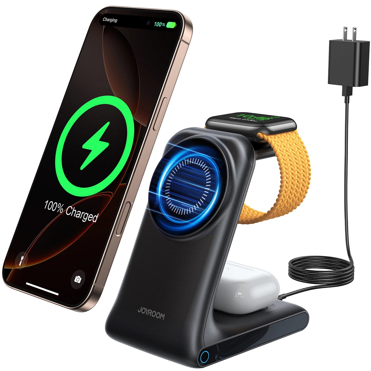 Joyroom JR-W15 Wireless Charger 3-in-1 Ladestation mit MagSafe - Schwarz