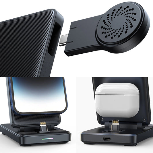 Joyroom JR-WQS02 iPhone AirPods Apple Watch 4in1 Ladestation faltbar – Schwarz