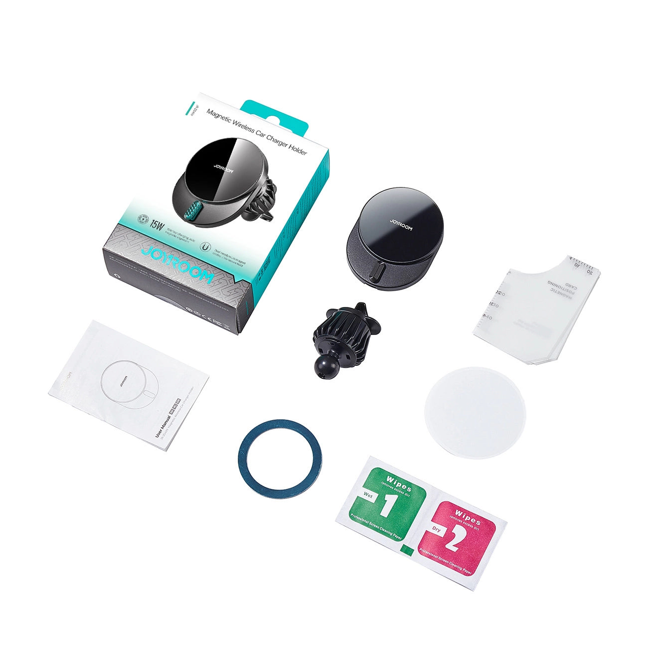 Joyroom JR-ZS409 Magnethalter mit 15W induktivem Ladegerät für Auto-Lüftungsschlitze – Schwarz