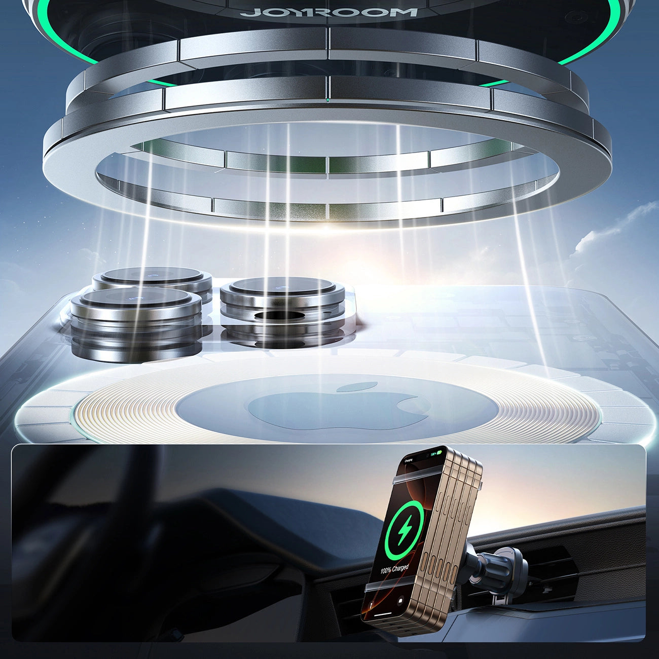 Joyroom JR-ZS412 Halterung mit Qi2 15W Ladegerät, Auto, für Lüftungsschlitze - schwarz
