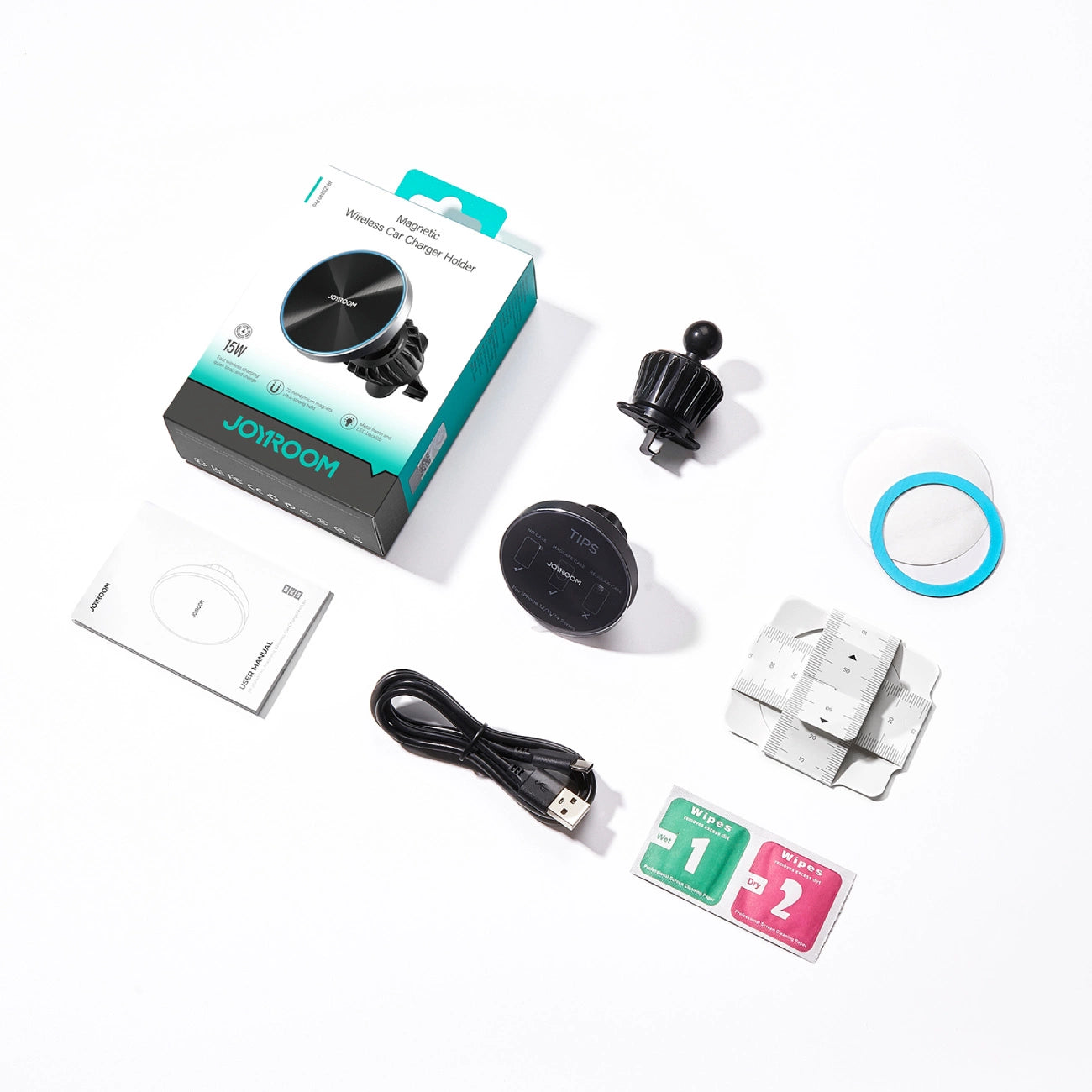 Joyroom Magnetische Autohalterung mit kabellosem Ladegerät 15W für Lüftungsschlitze Schwarz (JR-ZS240 Pro)